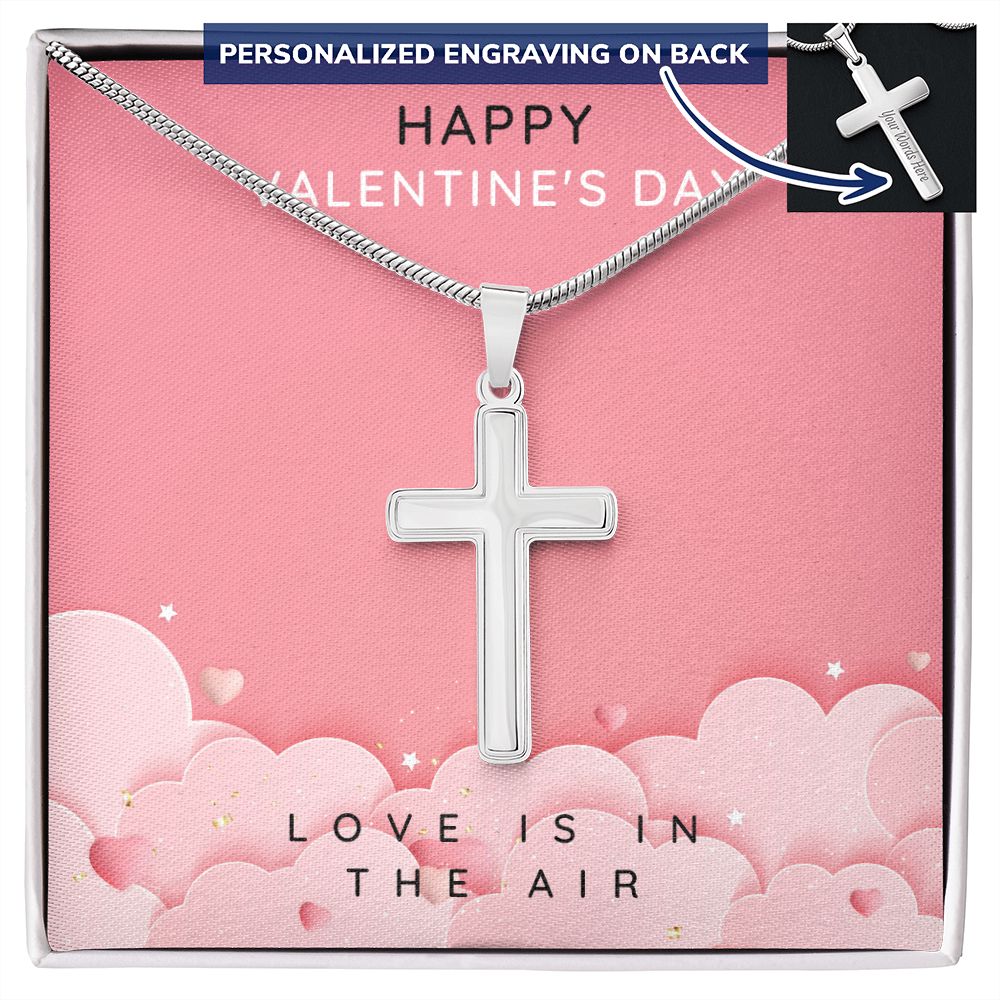 Engraved Stainless Steel Cross Necklace