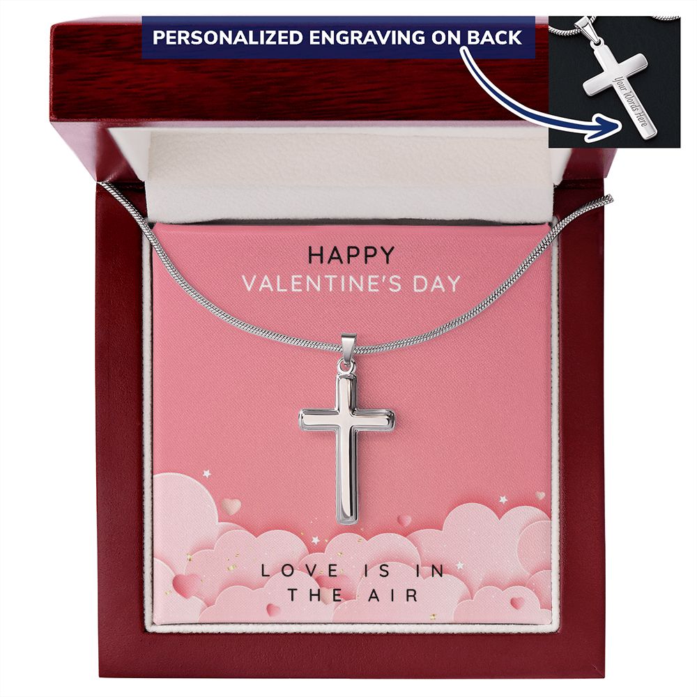 Engraved Stainless Steel Cross Necklace