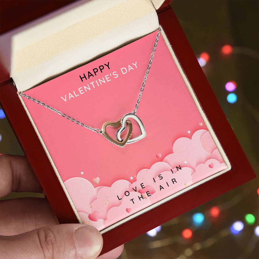 Interlocking Hearts Necklace    Valentines Day